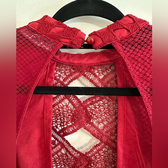 BOOHOO Night Burgundy Lace Long Sleeve Backless Dress EUC - Picture 7 of 7